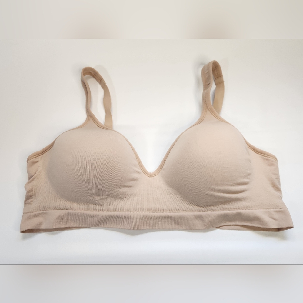 Reaction Kenneth Cole Wireless Casual T Shirt Bra Women Size XL Beige